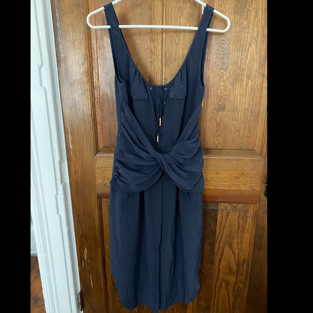 Leifsdottir tie front blue dress
